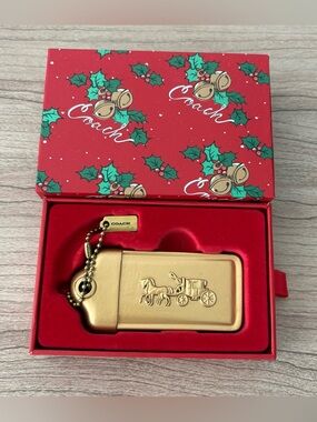 Coach Carriage Gold Key Fob bag Charm - Holiday Edition
